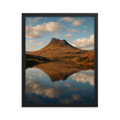 Stac Pollaidh Scotland framed print on a plain backdrop in size 16"x20".