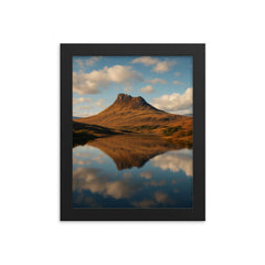 Stac Pollaidh Scotland framed print on a plain backdrop in size 8"x10".