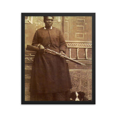 Stagecoach Mary Fields framed print on a plain backdrop in size 16"x20".