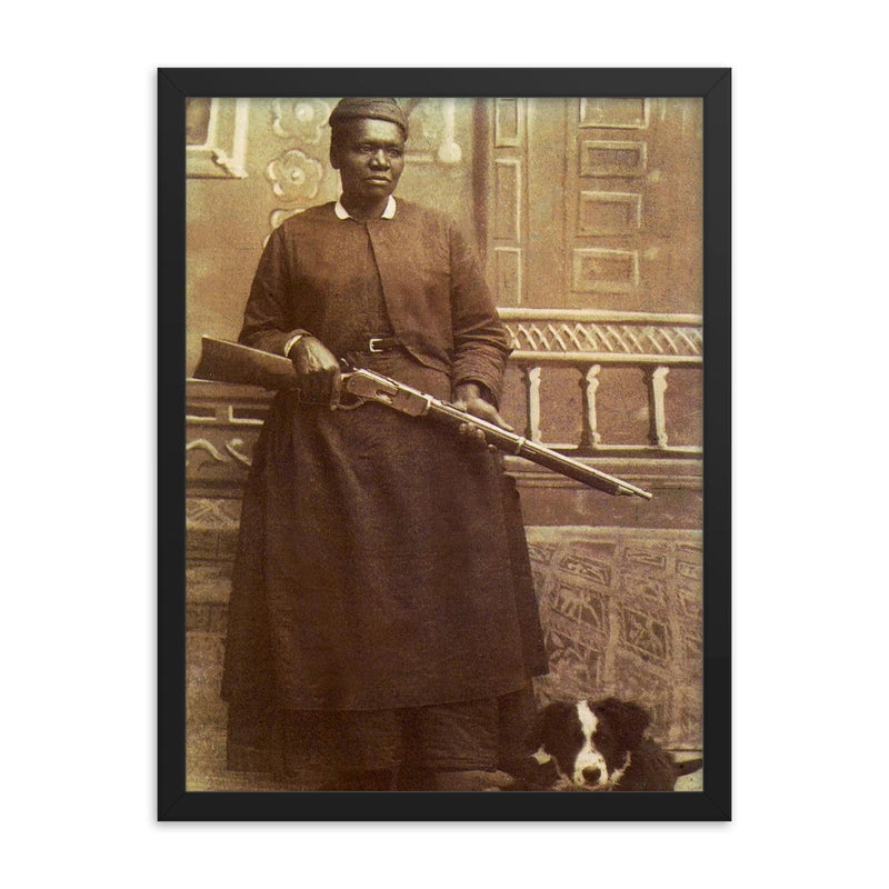 Stagecoach Mary Fields framed print on a plain backdrop in size 18