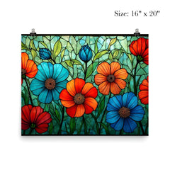 Stained glass window flowers poster 2