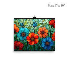 Stained glass window flowers poster 4