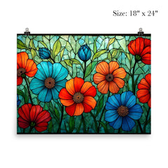 Stained glass window flowers poster 5