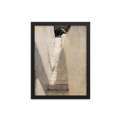 Staircase in Capri by John Singer Sargent framed print on a plain backdrop in size 12"x16".