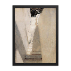 Staircase in Capri by John Singer Sargent framed print on a plain backdrop in size 18"x24".