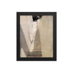 Staircase in Capri by John Singer Sargent framed print on a plain backdrop in size 8"x10".