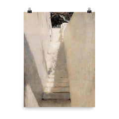 Staircase in Capri by John Singer Sargent poster on a plain backdrop in size 8"x10".