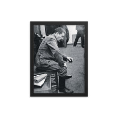 Stalin Informed of Germany's Invasion Inside the Kremlin, June 22, 1941 framed print on a plain backdrop in size 12"x16".