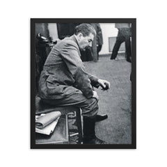 Stalin Informed of Germany's Invasion Inside the Kremlin, June 22, 1941 framed print on a plain backdrop in size 16"x20".