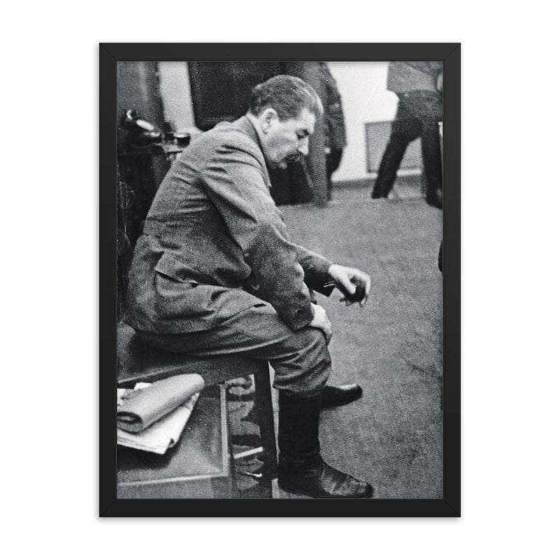 Stalin Informed of Germany's Invasion Inside the Kremlin, June 22, 1941 framed print on a plain backdrop in size 18