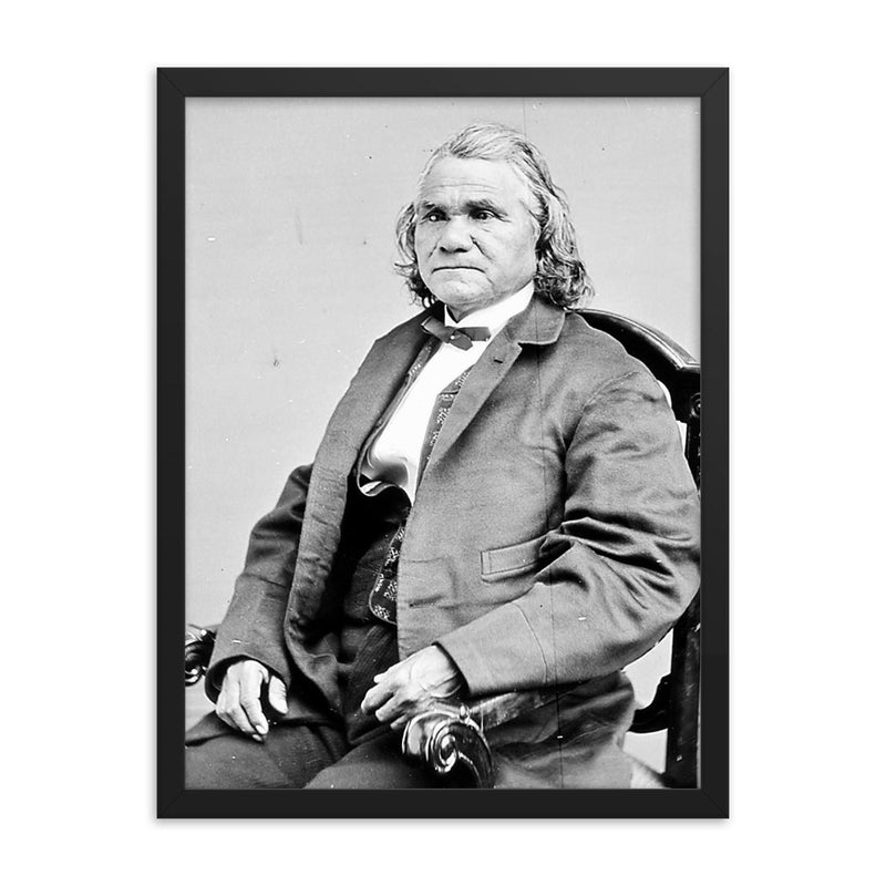 Stand Watie framed print on a plain backdrop in size 18