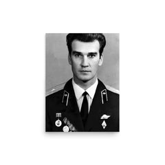 Stanislav Petrov poster on a plain backdrop in size 12"x16".