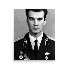 Stanislav Petrov poster on a plain backdrop in size 16"x20".