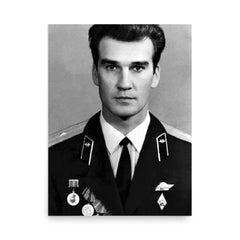 Stanislav Petrov poster on a plain backdrop in size 18"x24".