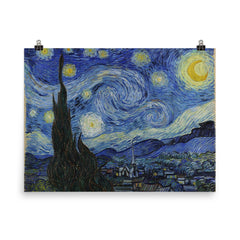 Starry Night by Vincent van Gogh poster on a plain backdrop in size 8"x10".