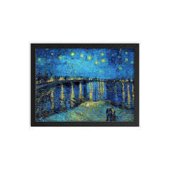 Starry Night Over the Rhone by Vincent van Gogh framed print on a plain backdrop in size 12"x16".