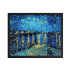 Starry Night Over the Rhone by Vincent van Gogh framed print on a plain backdrop in size 16"x20".