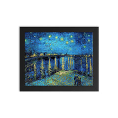 Starry Night Over the Rhone by Vincent van Gogh framed print on a plain backdrop in size 8"x10".