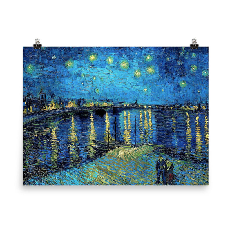 Starry Night Over the Rhone by Vincent van Gogh poster on a plain backdrop in size 8