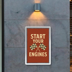 Start your engines distressed vintage racing dual flag design poster 2