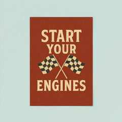 Start your engines distressed vintage racing dual flag design poster 8