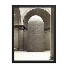 Statue of David by Michelangelo Encased in Bricks During World War II framed print on a plain backdrop in size 18"x24".