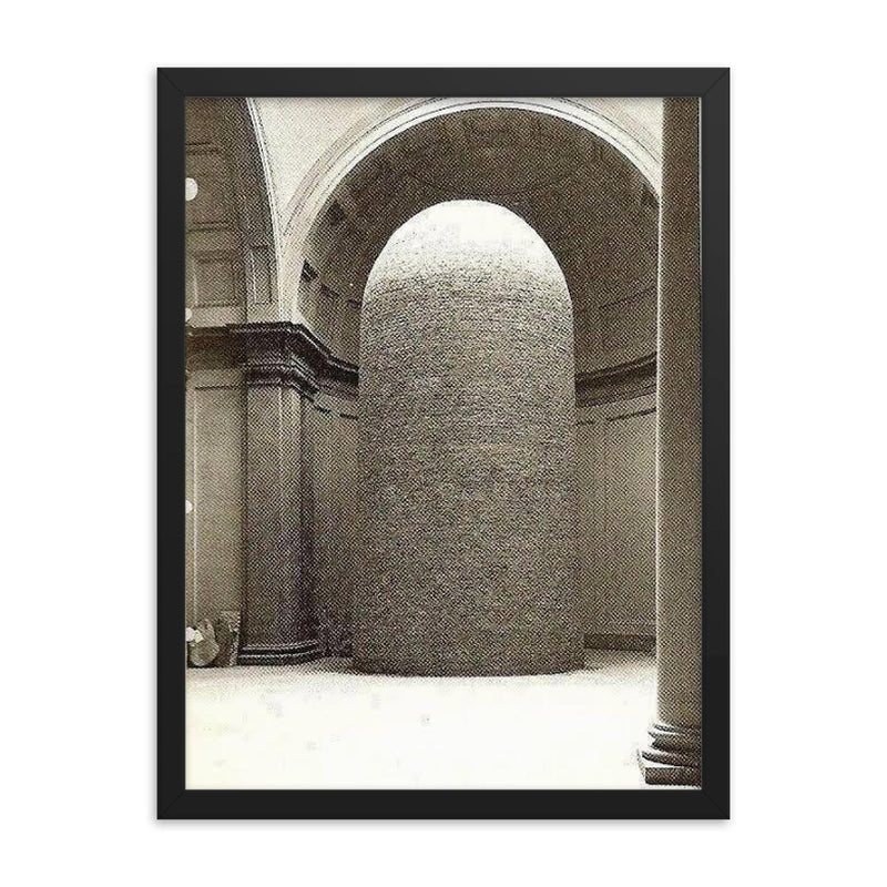 Statue of David by Michelangelo Encased in Bricks During World War II framed print on a plain backdrop in size 18