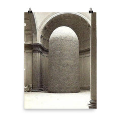 Statue of David by Michelangelo Encased in Bricks During World War II poster on a plain backdrop in size 8"x10".