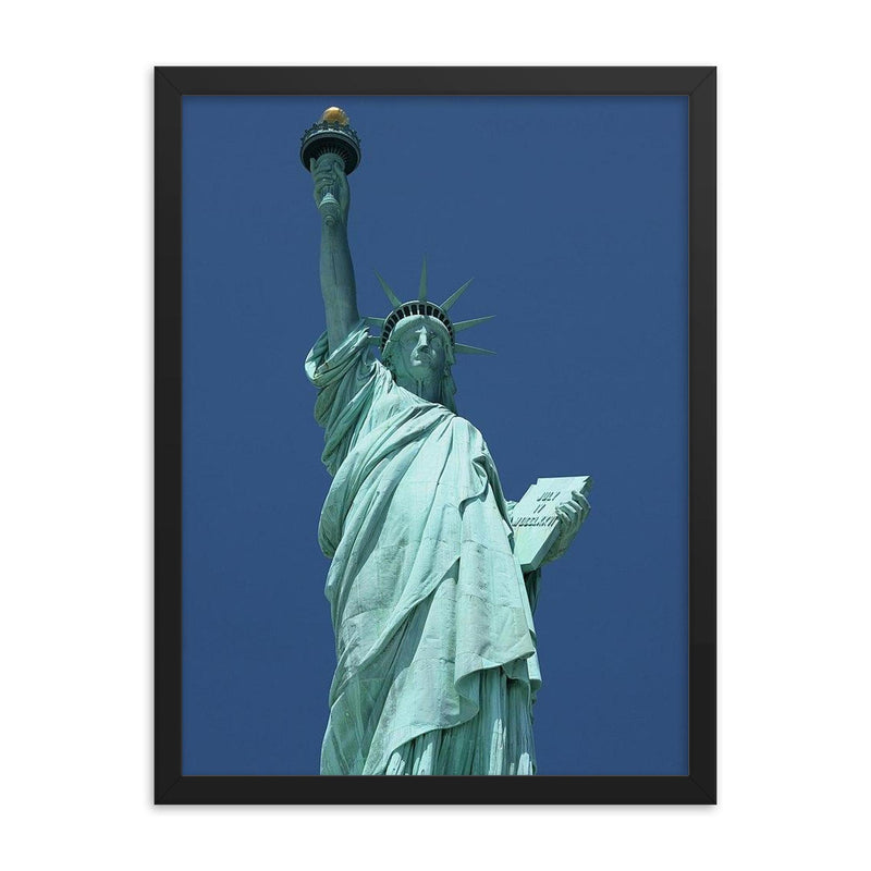 Statue of Liberty framed print on a plain backdrop in size 18