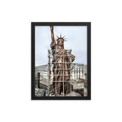 Statue of Liberty In Paris Before Shipment to New York, 1886 framed print on a plain backdrop in size 12"x16".