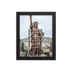 Statue of Liberty In Paris Before Shipment to New York, 1886 framed print on a plain backdrop in size 8"x10".