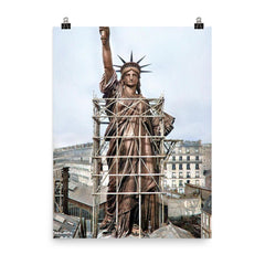 Statue of Liberty In Paris Before Shipment to New York, 1886 poster on a plain backdrop in size 8"x10".