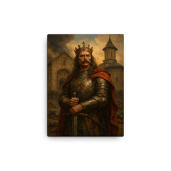 Stefan cel Mare at monastery after battle canvas print on a plain backdrop in size 12"x16".