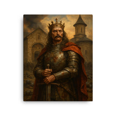 Stefan cel Mare at monastery after battle canvas print on a plain backdrop in size 16"x20".