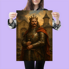 Stefan cel Mare at monastery after battle poster 3