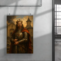 Stefan cel Mare at monastery after battle poster 4
