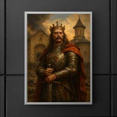 Stefan cel Mare at monastery after battle poster 5