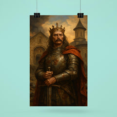 Stefan cel Mare at monastery after battle poster 6