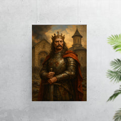 Stefan cel Mare at monastery after battle poster 7