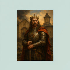 Stefan cel Mare at monastery after battle poster 8