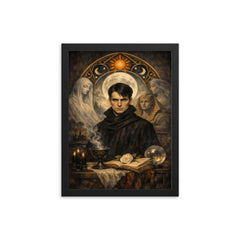 Stefan George in symbolist austerity framed print on a plain backdrop in size 12"x16".