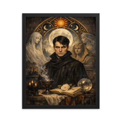Stefan George in symbolist austerity framed print on a plain backdrop in size 16"x20".