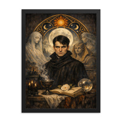 Stefan George in symbolist austerity framed print on a plain backdrop in size 18"x24".