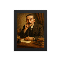 Stefan Zweig exile desk portrait framed print on a plain backdrop in size 8"x10".