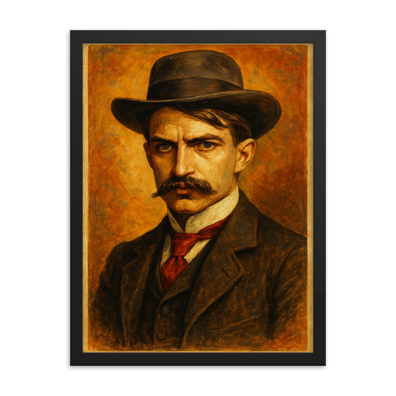 Stephen Crane framed print on a plain backdrop in size 18