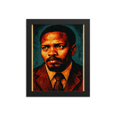 Steve Biko black consciousness portrait framed print on a plain backdrop in size 8"x10".