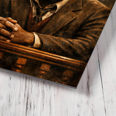 Steve Biko defiant courtroom gaze metal print mockup