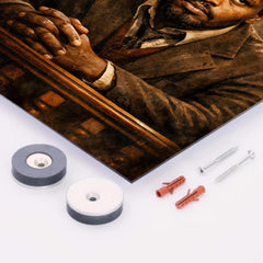 Steve Biko defiant courtroom gaze metal print mockup