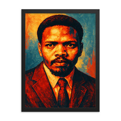 Steve Biko framed print on a plain backdrop in size 18"x24".