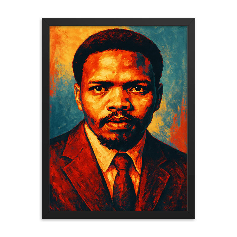 Steve Biko framed print on a plain backdrop in size 18